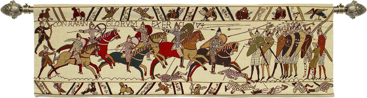 Signare Wandkleed Bayeux - Hastings Battle - 45 x 151 cm bruin