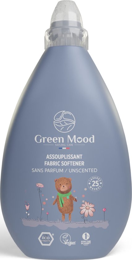 Green Mood Organics Baby Wasverzachter - Ongeparfumeerd - Ecologische Hypoallergene - Vloeibaar - 1000 ml