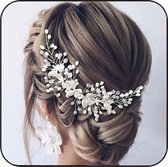 Haaraccessoires, Haarclips, Hoofddeksels, parelhaar, accessoires - voor dames en meisjes - haarstuk voor bruid - bruidshaaraccessoires voor vrouwen en meisjes - bruiloft parel haarspelden - parel bloem kristal strass haarspelden clips (zilver)