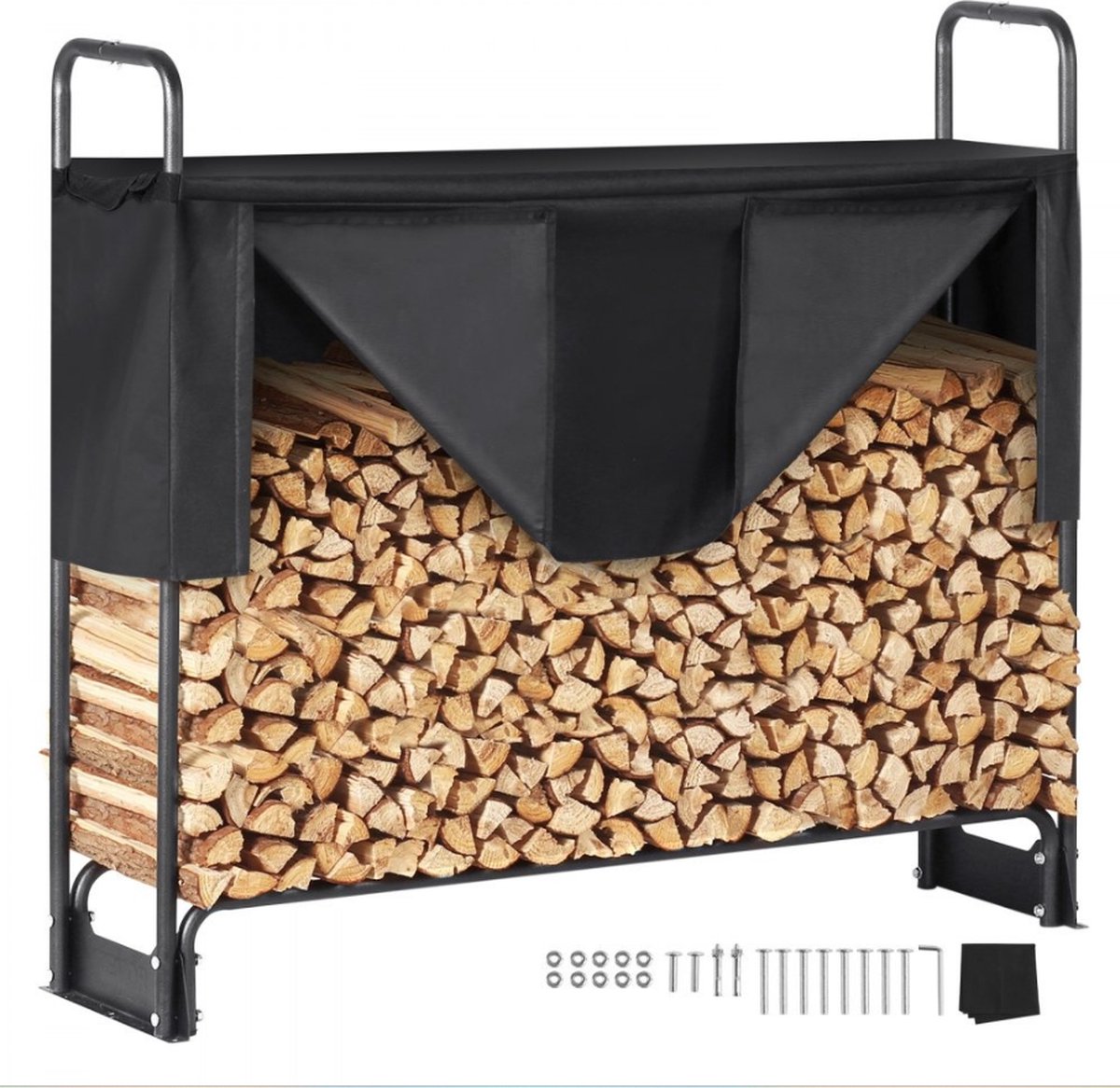 Brandhout rek Houtrek Stalen Frame Met Waterdichte Hoes