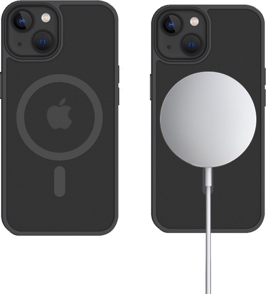 CHPN - Telefoonhoesje - Hoesje geschikt voor Apple iPhone 15 - Backcover - Phonecover - magsafe - Zwart/Transparant