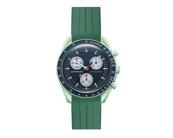 Bandje voor Rolex Horloge - SEIKO Horloge - Omega x Swatch MoonSwatch - 20mm - Zacht Rubber - Groen