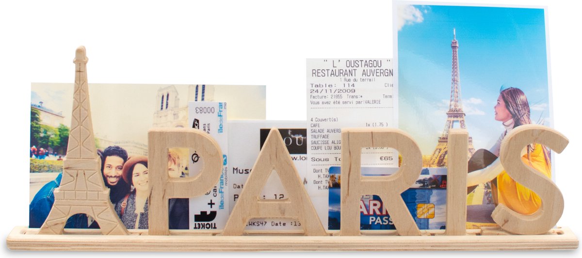 Paris, houten Letter standaard Souvenir met Eiffeltoren: kan gepersonaliseerd worden met fotos en tickets