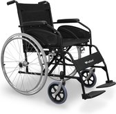 WELLCORE Inklapbare transferrolstoel, Opvouwbare rolstoel, Stalen frame, Lichtgewicht en compact, Massieve wielen, Handremmen, Inklapbare rugleuning, Zittingbreedte 46 cm, Tot 100 kg, Zwart