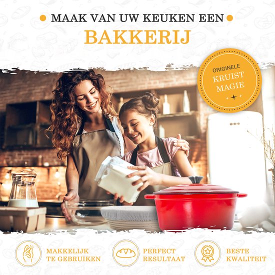 KRUSTENZAUBER Gietijzeren pan brood bakken geëmailleerd incl. gistmand
