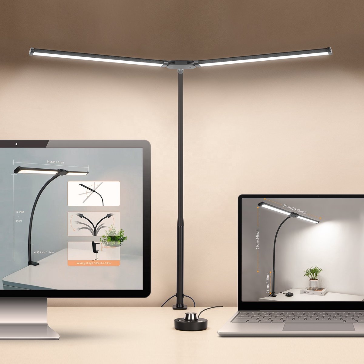 Lampen District® - Bureaulamp – Bureaulamp LED Dimbaar – Bureaulamp met Klem – Tafellamp – Hobbylamp – Ledlamp - 10 Lichtstanden