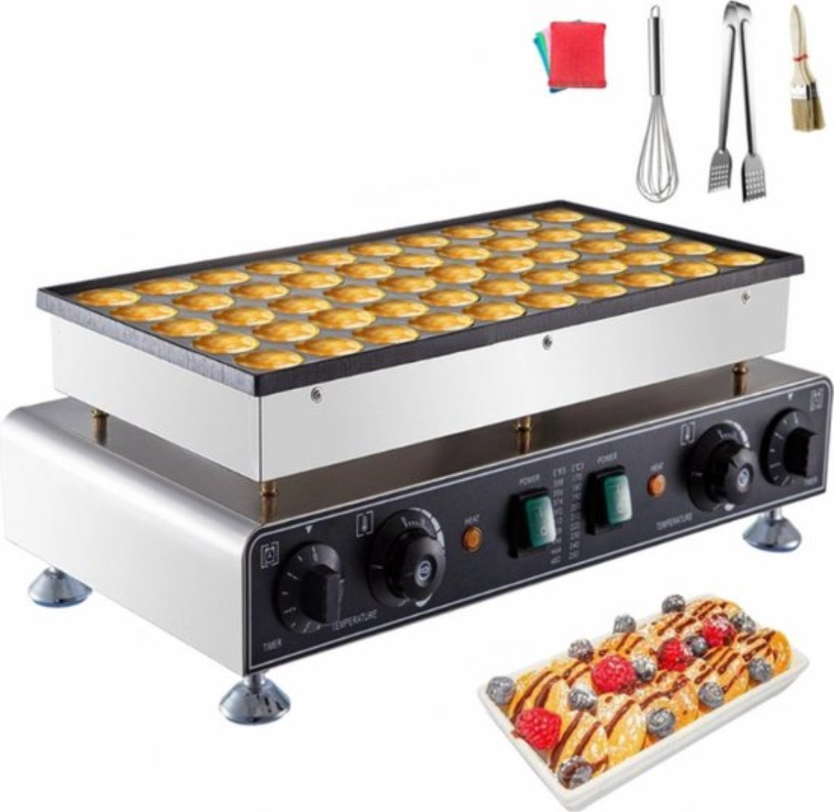 Boriso Elektrische Poffertjespan Poffertjesmaker Poffertjesplaat Poffertjes 50 Stuks