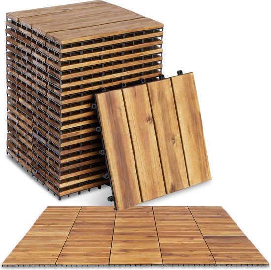 Tectake Tuintegels Tegulas, Wpc In Houtlook - 31 X 31 Cm - Set Van 22 Terrastegels - Grijs