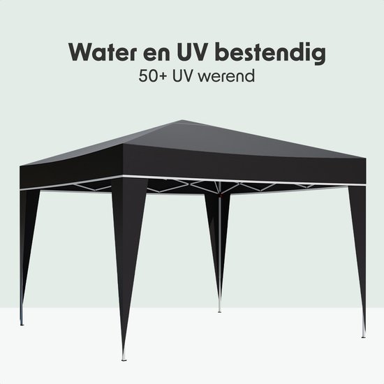 LifeGoods Partytent - Opvouwbaar - 3x3 m - Easy Up - Paviljoen - Vouwtent - Met Draagtas - Zwart