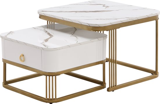 BRILVERDE Salontafel zwart, woonkamertafel hoogglans met