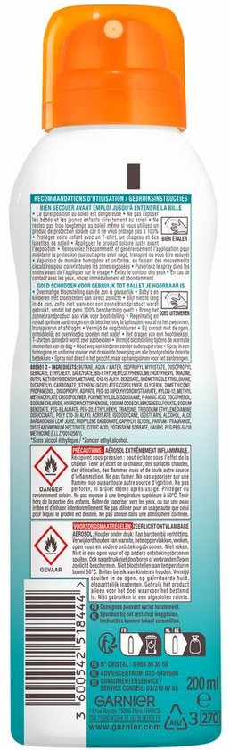 Garnier Ambre Solaire Invisible Protect Mist SPF 30 - Zonnebrand spray met Vitamine E + Aloe Vera - 200ml