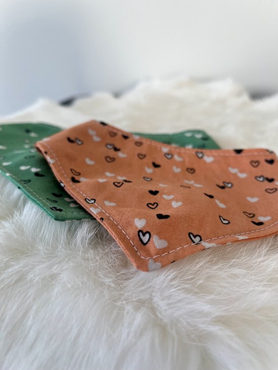 Zwappies - Honden bandana - Sweet valentine - zalm roze -XS 22-26cm