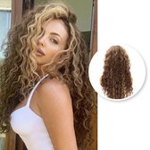 Perruque bouclée de Luxe pour femme – Perruques – Postiche avec filet – Postiche – Extensions de cheveux – Cheveux bouclés – Cheveux pour femme – Marron et blond – 65 cm