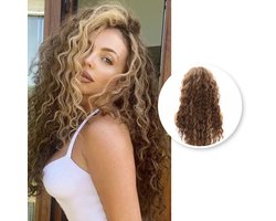Luxe Krullen Pruik Dames - Pruiken - Haarstuk Met Net - Haarstukje - Hairextensions - Krul Haar - Haren Vrouwen - Bruin & Blond - 65 cm