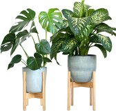 Gadgy à plantes - Set de 2 - Support à plantes extensible pour Pots de fleurs' intérieur Ø 20-30 cm - Table à plantes - Bamboe durable - Solide et robuste