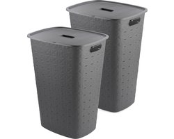 Curver Softex Wasmand met Deksel 56L - 2 stuks - Antraciet