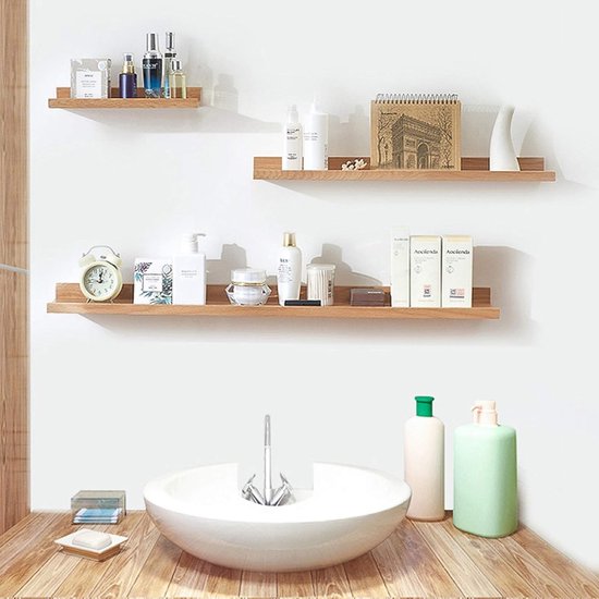 Massief eiken hout drijvende plank muur, creatieve U-vormige plank ...