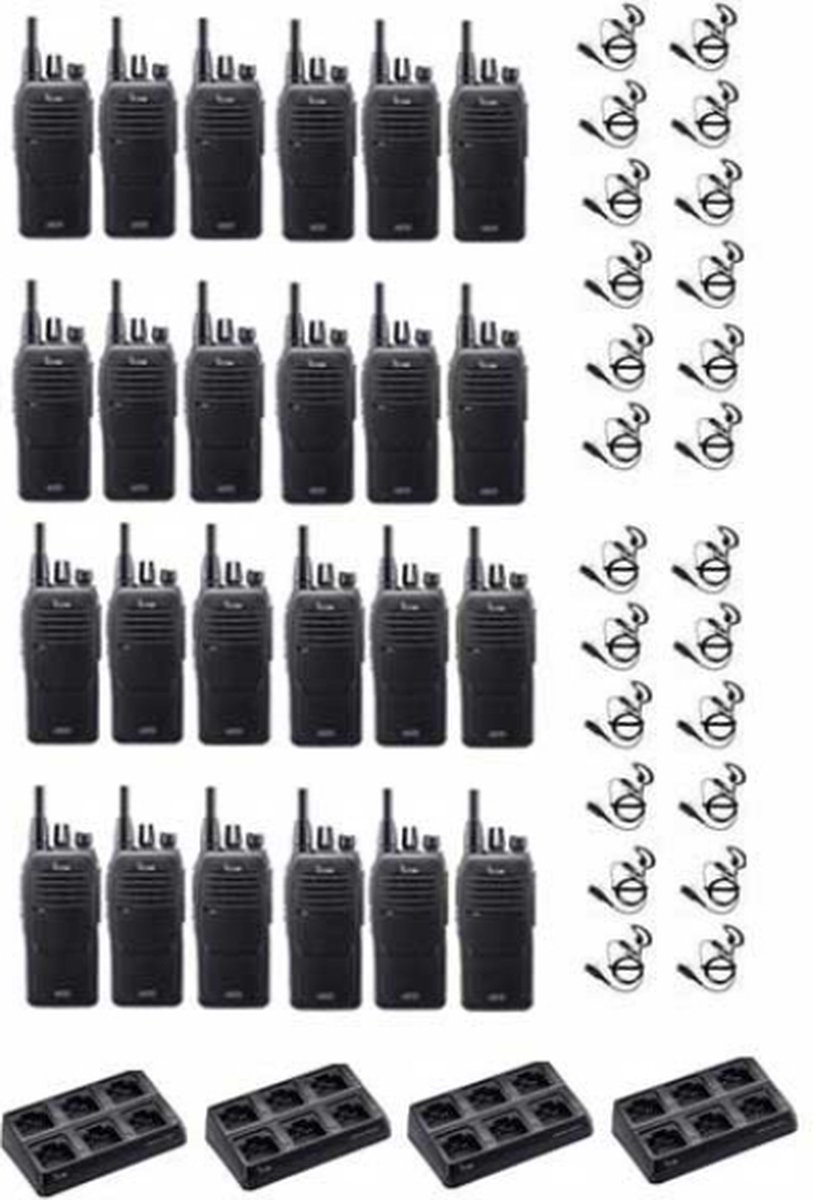 Set van 24 Icom IC-F29DR3 Digitaal met G-shape headsets en multilader