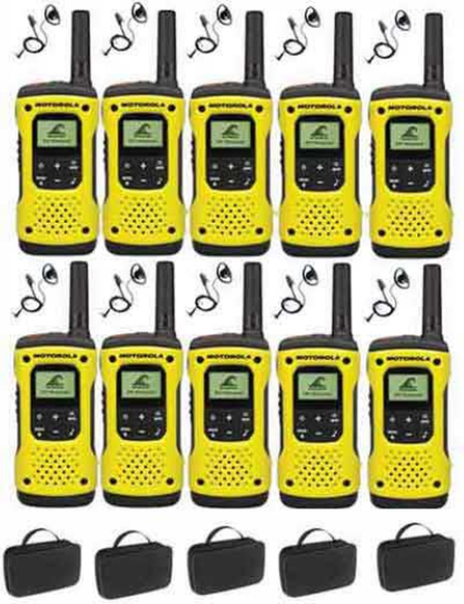 Set van 10 Motorola TLKR T92 H2O IP67 PMR446 Portofoons met D-shape oortje