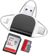 SD Kaart lezer USB C 4 in 1 - Kaartlezer SD kaart - Geheugenkaartlezer - Micro SD kaartlezer - USB-C kaartlezer - USB 3.0 - Geschikt Voor Alle Telefoons - Universeel