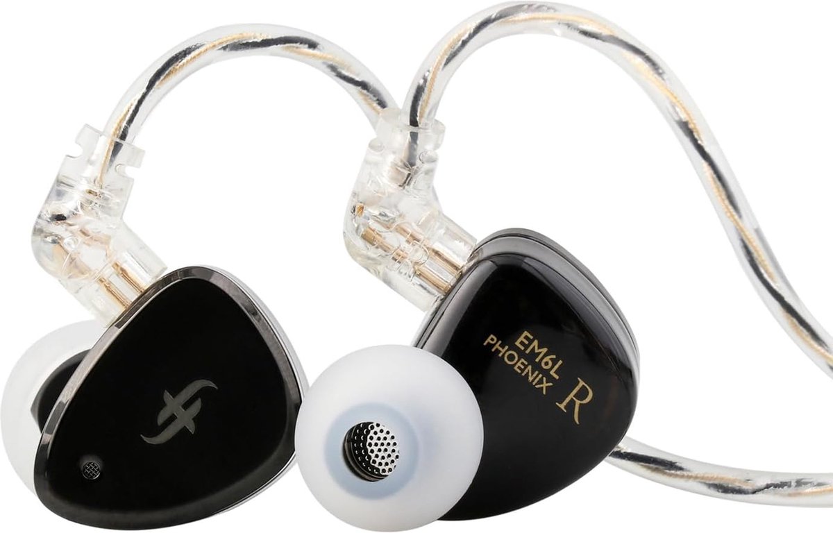 SIMGOT EM6L – HiFi IEM In-Ear Oordopjes – 1DD + 4BA Hybrid Drivers – Hi-Res Audio – Bedraad – Zwart