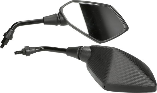 Mezoly Spiegelset EVO Piaggio Zip - Motor Spiegels Carbon Look - Brommer Spiegel Universeel
