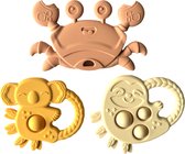 Anneau de dentition Bébé - Anneaux de dentition - Anneau de dentition en Siliconen - Jouets Bébé - Anneau de dentition cool - Sans BPA - 100% Siliconen - Set de 3 - Avec Pop It - Bébé - Cadeau de maternité - Cadeau de baby shower - Jouet de dentition
