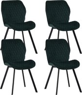Colenis® - Chaise de salle à manger Rio - Set de 4 - Vert - Velours - Velours - Industriel