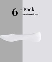 Dames footies - Bamboe - 6 paar - anti-slip hak - Wit - Maat 36-40