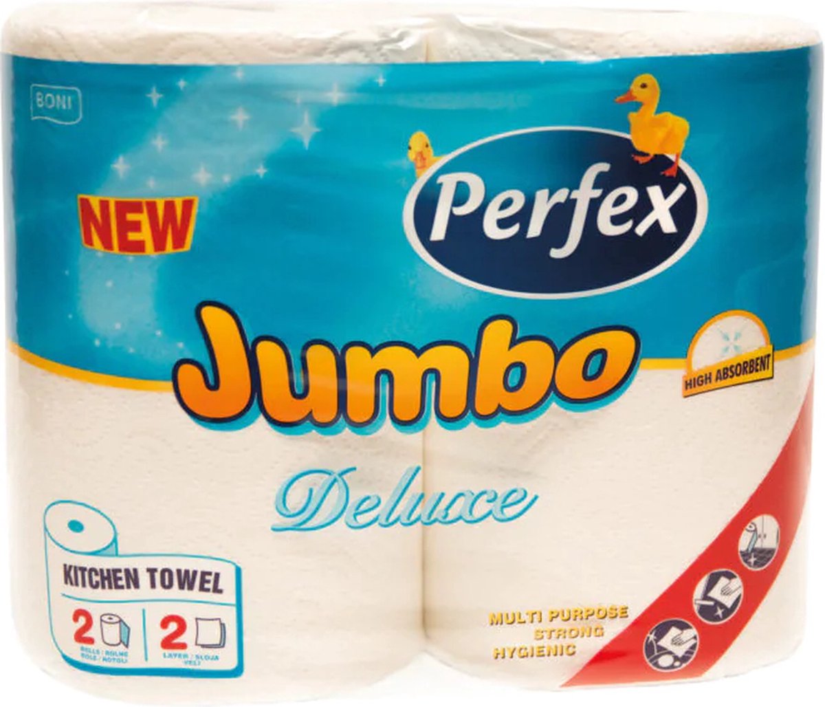 Perfex Keukenpapier Jumbo Deluxe groot 2 Rollen Sterk & Multifunctioneel