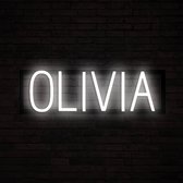 OLIVIA - Neon LED Lamp Kinderkamer | SpellBrite | 49,73 x 16 cm | 6 Dimstanden & 8 Lichtanimaties | Naamlamp Wandlamp Neon Verlichting