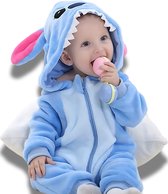BoefieBoef Stitch Dieren Onesie & Pyjama voor Baby & Dreumes en Peuter tm 18 maanden - Kinder Verkleedkleding - Dieren Kostuum Pak - Vleermuis Blauw