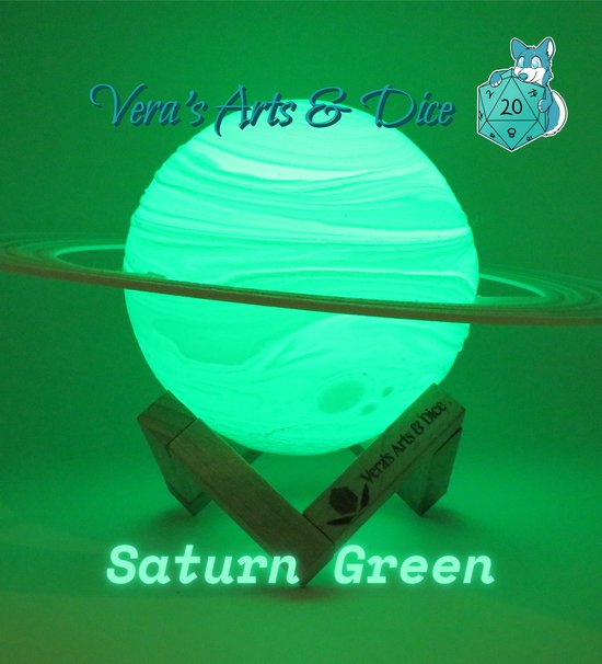 Saturnus met Ringen Lamp - Vera's Arts & Dice - 16 Verschillende Kleuren - Planeet Lampen - LED Lamp - Oplaadbaar Dimbaar Stroboscoop Effect Aanraak Gevoelig Afstandsbediening - 3D Print Handmade - Lampen Sfeerverlichting - Slaapkamer Woonkamer van Vera's Arts & Dice — afbeelding 5