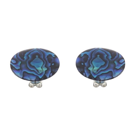 Behave - Boucles d'oreilles - Coquille d'Ormeau Bleu - Ronde, Diamètre 2 cm