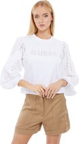 Guess CN Sangallo Sleeve Sweatshirt Dames - Wit - Maat M