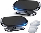 2 Stuks Telefoonhouders Auto Magnetisch-360 Graden Magnetische Autohouder- Autotelefoonhouder-Dashboardhouder-Geschikt voor iPhone Samsung enz-Zilver-Met een ​​vierkant ijzeren stuk en een rond ijzeren stuk mee