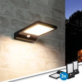 Solar wandlamp buiten 'Slim' - Voordeelset 3 stuks - Schijnwerper met bewegingssensor - Buitenlamp met sensor - Tuinverlichting op zonne-energie geschikt voor schutting - Zwart