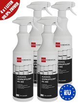 Isopropyl Alcohol 99% Zuiver - 4 x 1 Liter - Verstuiver Sprayfles - MADE IN EU - IPA - Isopropanol - Ruitenreiniger - Allesreiniger