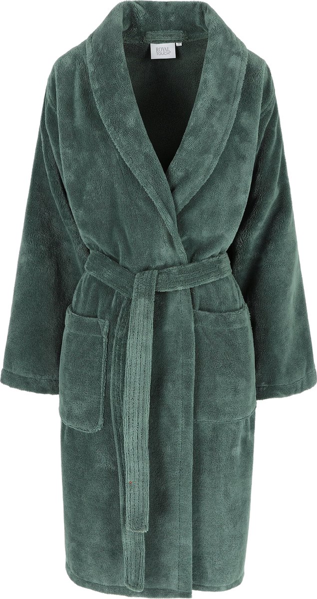 Casilin - Badjas Teddy voor Dames en Heren - Maat M - Sauna badjas Voor Volwassen - Met riem - Badstof, Katoen, Fleece - Absorberend - Wasmachinebestendig - Donkergroen