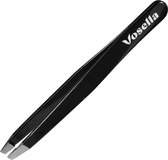 Vosella - Professionele schuine epileer pincet - Slanted tweezer - Wenkbrauwen trimmen - Voor man en vrouw - Black Onyx