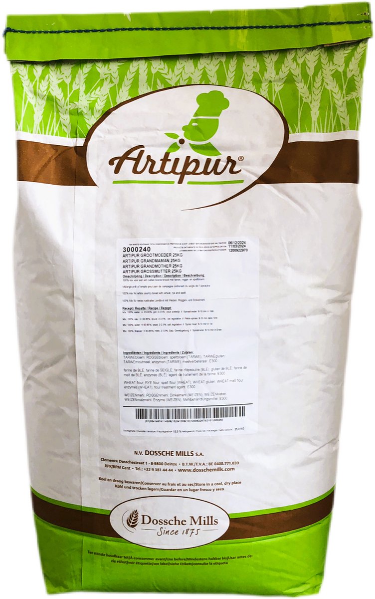 Artipur Grootmoeder 25kg - brood bakken - bakingrediënt - bloem