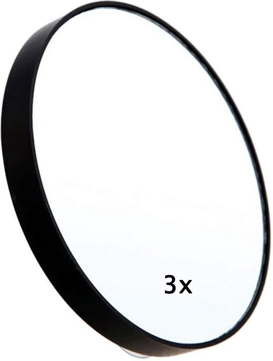 Doodadeals® - Vergrootspiegel 3 x Vergroting – Met Zuignap – ø 7 cm – Toilettas Formaat - Zwart