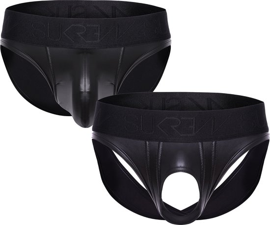 SUKREW Rubber Look Multipack 1 x Classic Brief 1 x U Style V Brief Nightlife Black . bol
