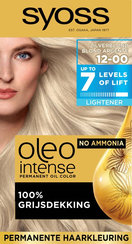 Syoss Oleo Intense - 12-00 Zilverblond - Permanente Haarverf - Haarkleuring - 1 stuk