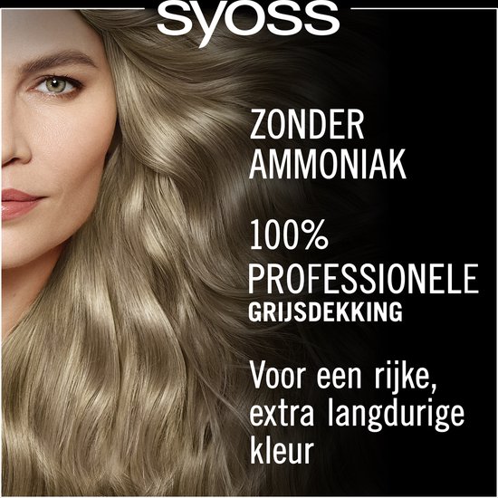 Syoss: Ammoniakvrij, 100% professionele grijsdekking voor een rijke, extra langdurige kleur.