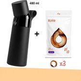 Gourde Air Up Steel - Zwart - 480 ml - Acier inoxydable - Acier inoxydable - Acier inoxydable - Kit de démarrage - Comprend 3 dosettes - 3x Kola