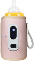 LAKOO - Baby Flessenwarmer voor Onderweg - Flesverwarmer - Draadloos - Roze