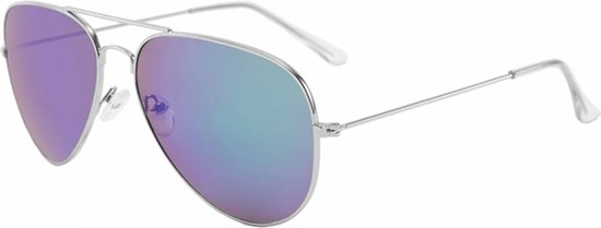 Fako Fashion® - Pilotenbril - Polariserend - Polarized - Piloot Zonnebril - Heren Zonnebril - Dames Zonnebril - Zilver - Blauw/Groen van Fako Fashion® — afbeelding 3