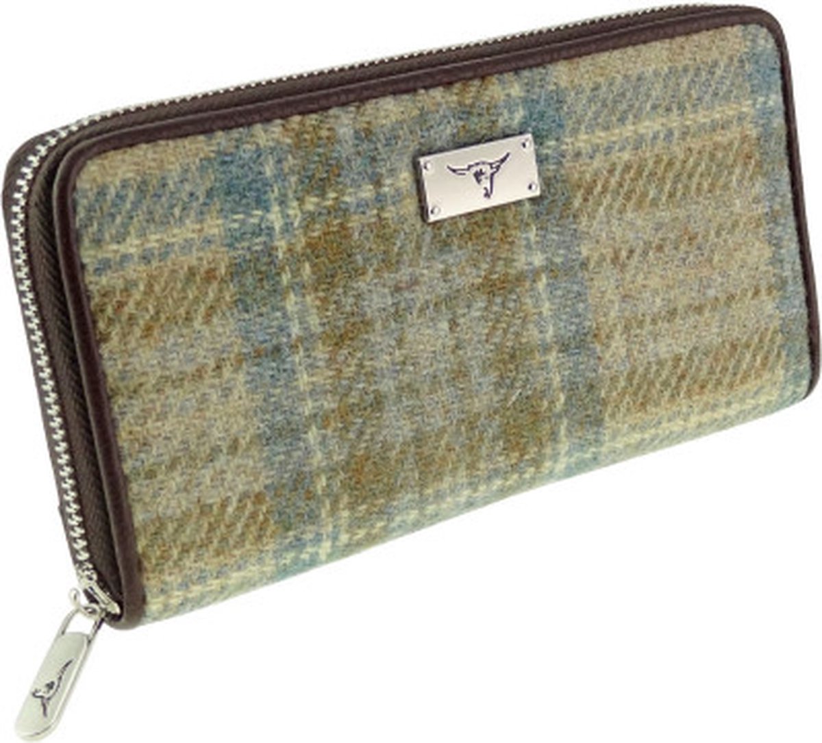 Dames Portemonnee Staffa Beige Stewart en zacht Groen- Harris Tweed - muntvak met rits - Glen Appin of Scotland