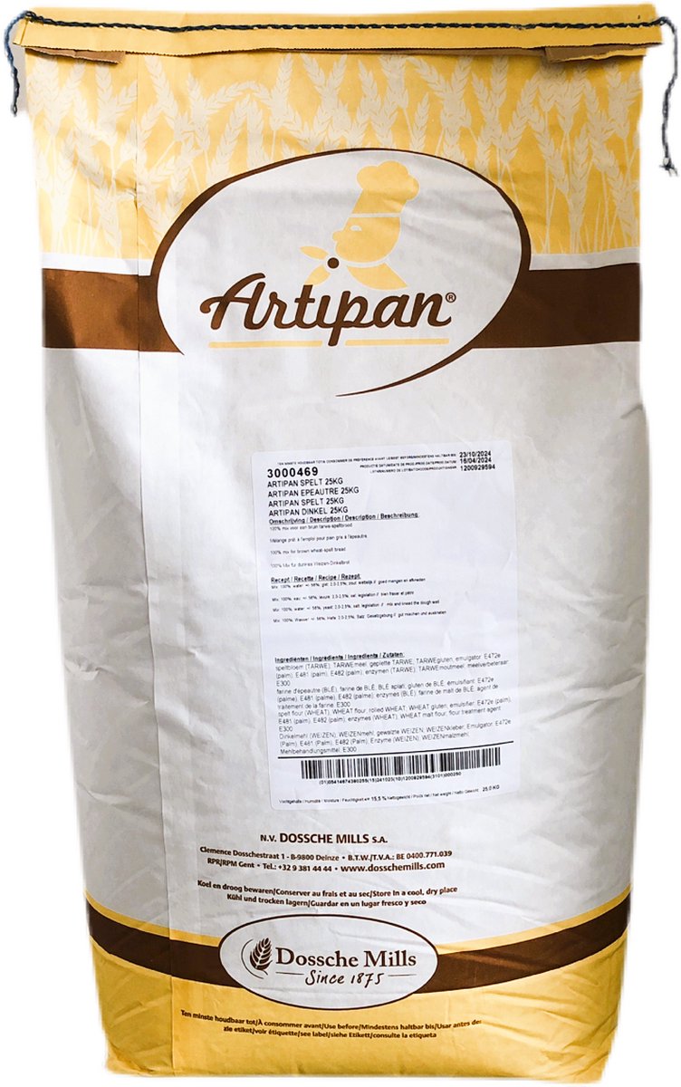 Artipan Spelt 25kg - Speltmix - brood bakken - bakingrediënt - bloem